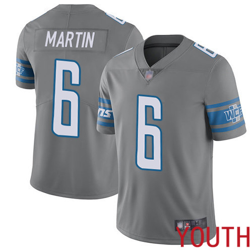 Detroit Lions Limited Steel Youth Sam Martin Jersey NFL Football #6 Rush Vapor Untouchable->youth nfl jersey->Youth Jersey